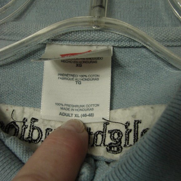 Mens Blue Polo Golf Logo'd Shirt XL Cotton Pole Dancer Collared 1/4 button front - Picture 7 of 15